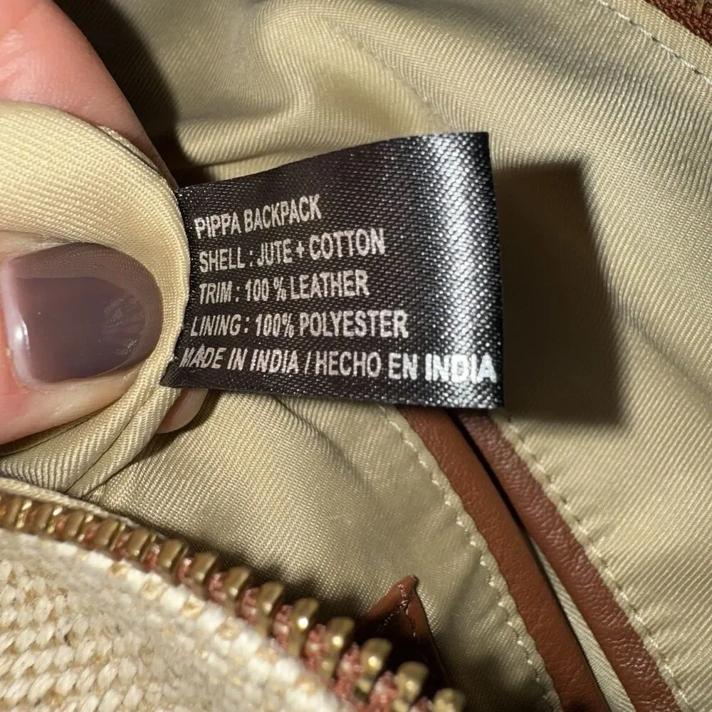 Lodis Summer Backpack Pippa Jute Cotton Leather Detailed Bag